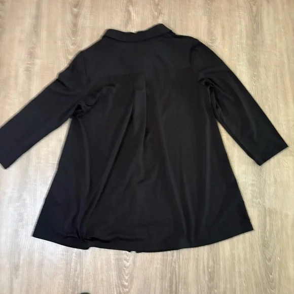 Peter Nygard Tunic Womens Sz S Black Top Blouse Stretch Shirt Lagenlook​​ - Picture 6 of 7
